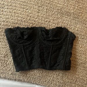 Black Lace Bustier Crop Top
